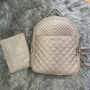 ALDO medium sized backpack & glitter gold pouch.